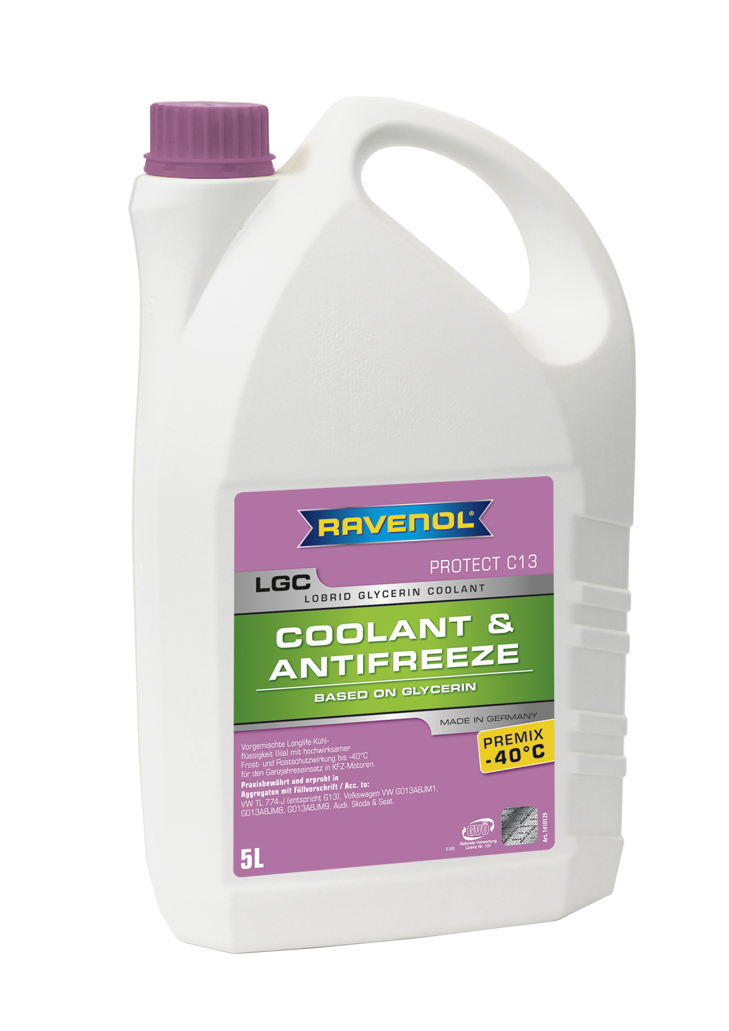 Купить Ravenol 4014835756359 Антифриз готовый к прим. лила LGC Lobrid Glycerin Coolant Premix -40° C13 ( 5 л)